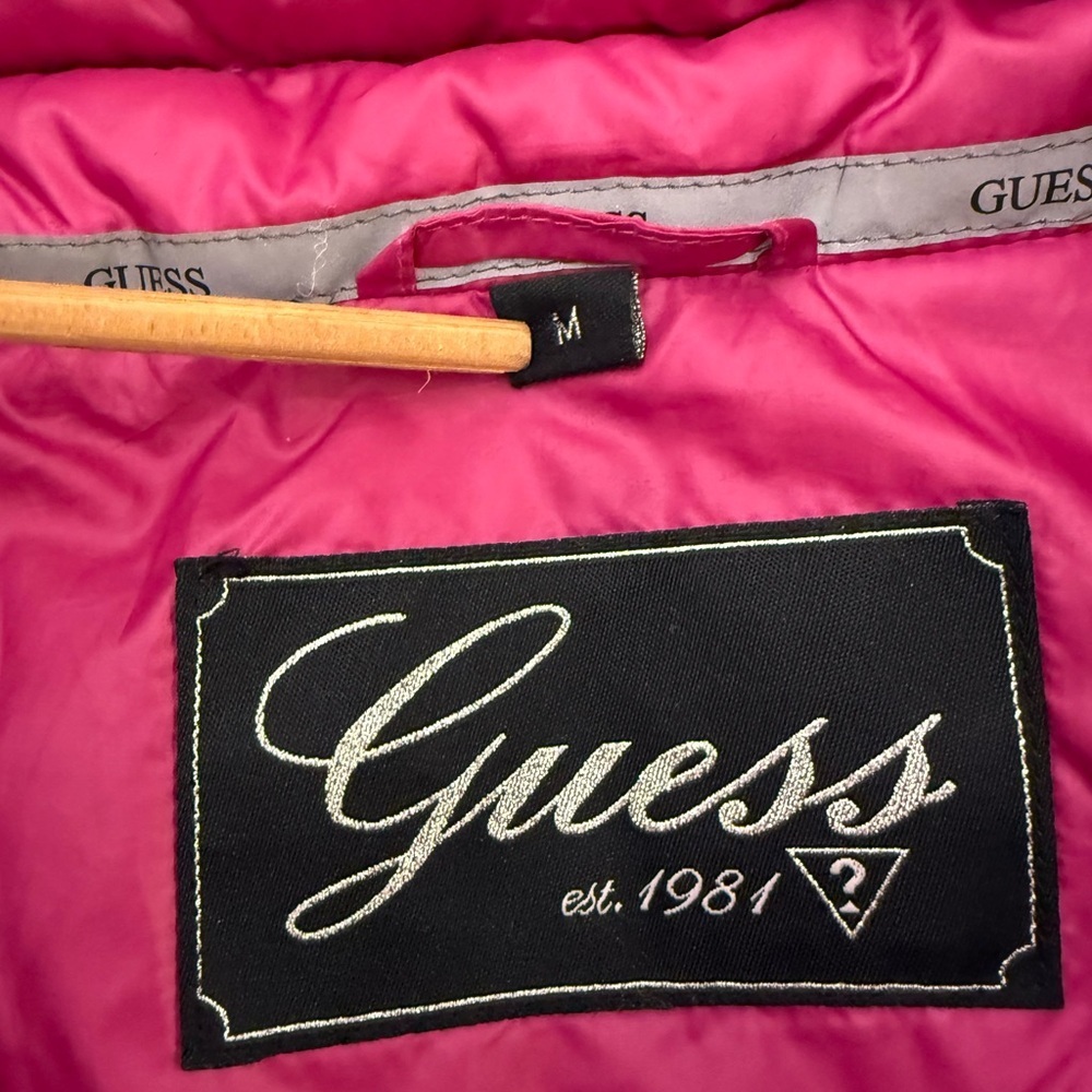 GUESS Puffer Jacket Purple Magenta Quilted Down Blend Puffer Coat Women Med - Picture 13 of 16